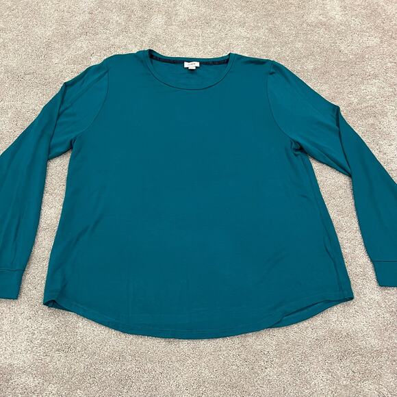 J Crew Womens Long Sleeve‎ Crewneck Top Bright Green/Blue Size XL - Picture 5 of 7